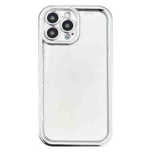 For iPhone 15 Pro Max Electroplated Mirror Straight Edge TPU Phone Case(Silver)