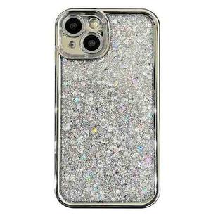 For iPhone 15 Electroplated TPU Glitter Powder Phone Case(Silver)