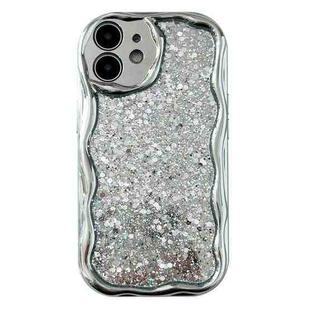 For iPhone 12 Electroplated TPU Wavy Edge Glitter Phone Case(Silver)