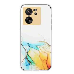 For Xiaomi 13T / 13T Pro Hollow Marble Pattern TPU Straight Edge Phone Case(Yellow)