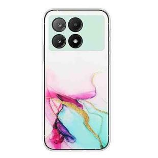 For Xiaomi Redmi K70E / Poco X6 Pro 5G Hollow Marble Pattern TPU Straight Edge Phone Case(Green)