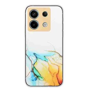 For Xiaomi Poco X6 5G Hollow Marble Pattern TPU Straight Edge Phone Case(Yellow)