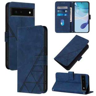 For Google Pixel 6 Crossbody 3D Embossed Flip Leather Phone Case(Blue)