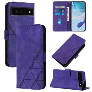 For Google Pixel 6 Crossbody 3D Embossed Flip Leather Phone Case(Purple)