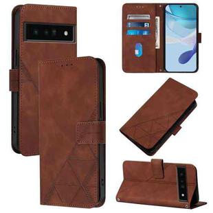 For Google Pixel 6 Pro Crossbody 3D Embossed Flip Leather Phone Case(Brown)