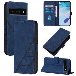 For Google Pixel 6 Pro Crossbody 3D Embossed Flip Leather Phone Case(Blue)
