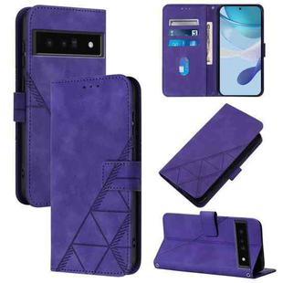 For Google Pixel 6 Pro Crossbody 3D Embossed Flip Leather Phone Case(Purple)