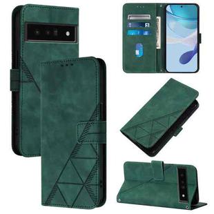 For Google Pixel 6 Pro Crossbody 3D Embossed Flip Leather Phone Case(Dark Green)