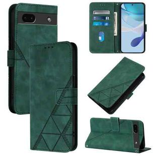 For Google Pixel 6a Crossbody 3D Embossed Flip Leather Phone Case(Dark Green)