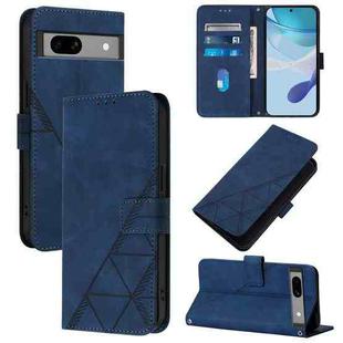 For Google Pixel 7a Crossbody 3D Embossed Flip Leather Phone Case(Blue)
