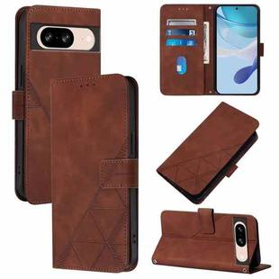 For Google Pixel 8 Crossbody 3D Embossed Flip Leather Phone Case(Brown)