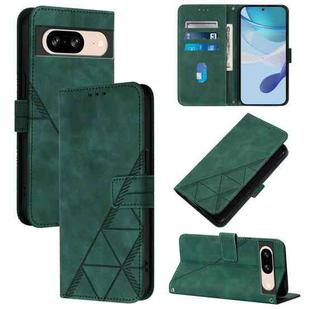 For Google Pixel 8 Crossbody 3D Embossed Flip Leather Phone Case(Dark Green)