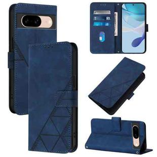 For Google Pixel 8a Crossbody 3D Embossed Flip Leather Phone Case(Blue)