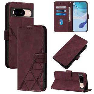 For Google Pixel 8a Crossbody 3D Embossed Flip Leather Phone Case(Wine Red)