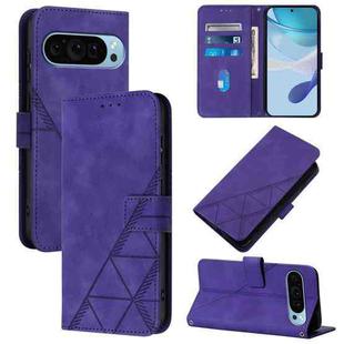 For Google Pixel 9 Pro XL Crossbody 3D Embossed Flip Leather Phone Case(Purple)