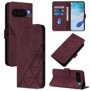 For Google Pixel 10 / 10 Pro+ Crossbody 3D Embossed Flip Leather Phone Case(Wine Red)