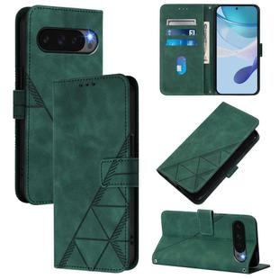 For Google Pixel 10 Pro XL Crossbody 3D Embossed Flip Leather Phone Case(Dark Green)