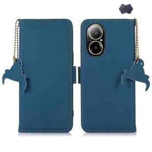 For Realme C67 4G Genuine Leather Magnetic RFID Leather Phone Case(Blue)