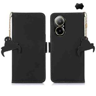 For Realme C67 4G Genuine Leather Magnetic RFID Leather Phone Case(Black)