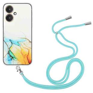 For Xiaomi Redmi 13C 5G / Poco M6 / Redmi 13R Hollow Marble Pattern TPU Phone Case with Neck Strap Rope(Yellow)