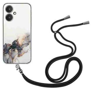 For Xiaomi Redmi 13C 5G / Poco M6 / Redmi 13R Hollow Marble Pattern TPU Phone Case with Neck Strap Rope(Black)