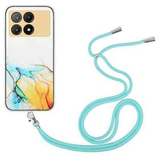 For Xiaomi Redmi K70E / Poco X6 Pro 5G Hollow Marble Pattern TPU Phone Case with Neck Strap Rope(Yellow)