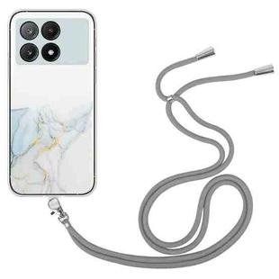 For Xiaomi Redmi K70E / Poco X6 Pro 5G Hollow Marble Pattern TPU Phone Case with Neck Strap Rope(Grey)