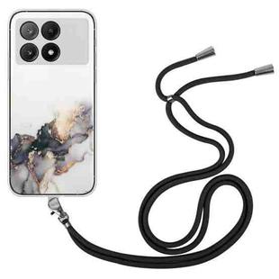 For Xiaomi Redmi K70E / Poco X6 Pro 5G Hollow Marble Pattern TPU Phone Case with Neck Strap Rope(Black)