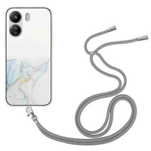 For Xiaomi Redmi 13C 4G / Poco C65 Hollow Marble Pattern TPU Phone Case with Neck Strap Rope(Grey)