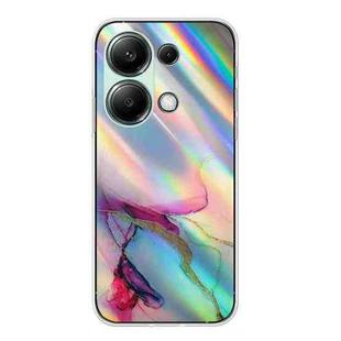 For Xiaomi Redmi Note 13 Pro 4G / Poco M6 Pro 4G Laser Marble Pattern Clear TPU Protective Phone Case(Green)