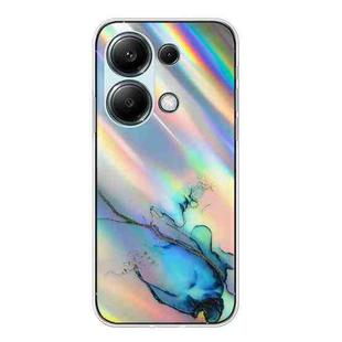 For Xiaomi Redmi Note 13 Pro 4G / Poco M6 Pro 4G Laser Marble Pattern Clear TPU Protective Phone Case(Blue)