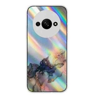 For Xiaomi Redmi A3 4G Laser Marble Pattern Clear TPU Protective Phone Case(Black)