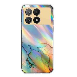 For Xiaomi Redmi K70E / Poco X6 Pro 5G Laser Marble Pattern Clear TPU Protective Phone Case(Yellow)