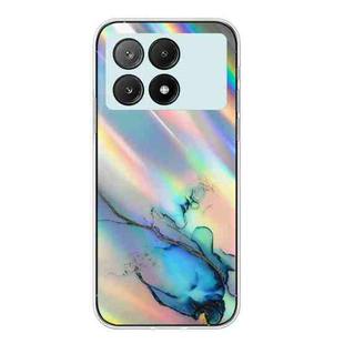 For Xiaomi Redmi K70E / Poco X6 Pro 5G Laser Marble Pattern Clear TPU Protective Phone Case(Blue)