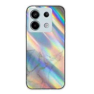 For Xiaomi Poco X6 5G Laser Marble Pattern Clear TPU Protective Phone Case(Grey)