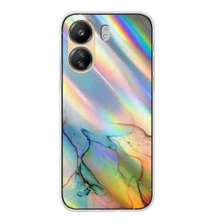 For Xiaomi Redmi 13C 4G / Poco C65 Laser Marble Pattern Clear TPU Protective Phone Case(Yellow)