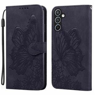 For Samsung Galaxy A55 5G Retro Skin Feel Butterflies Embossing Horizontal Flip Leather Phone Case(Black)