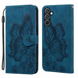For Samsung Galaxy A17 5G / A26 5G Retro Skin Feel Butterflies Embossing Horizontal Flip Leather Phone Case(Blue)