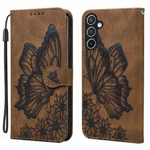 For Samsung Galaxy A17 5G / A26 5G Retro Skin Feel Butterflies Embossing Horizontal Flip Leather Phone Case(Brown)
