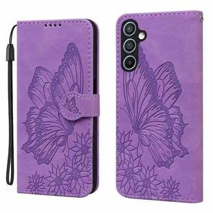 For Samsung Galaxy A17 5G / A26 5G Retro Skin Feel Butterflies Embossing Horizontal Flip Leather Phone Case(Purple)