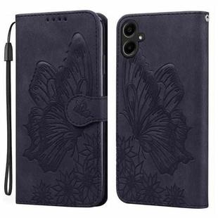 For Samsung Galaxy A07 4G / A06 4G Retro Skin Feel Butterflies Embossing Horizontal Flip Leather Phone Case(Black)