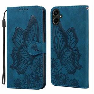For Samsung Galaxy A07 4G / A06 4G Retro Skin Feel Butterflies Embossing Horizontal Flip Leather Phone Case(Blue)