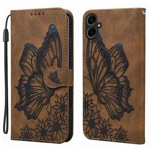 For Samsung Galaxy A07 4G / A06 4G Retro Skin Feel Butterflies Embossing Horizontal Flip Leather Phone Case(Brown)