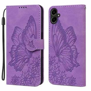For Samsung Galaxy A07 4G / A06 4G Retro Skin Feel Butterflies Embossing Horizontal Flip Leather Phone Case(Purple)