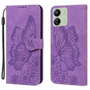 For Xiaomi Redmi 13C / POCO C65 Retro Skin Feel Butterflies Embossing Horizontal Flip Leather Phone Case(Purple)