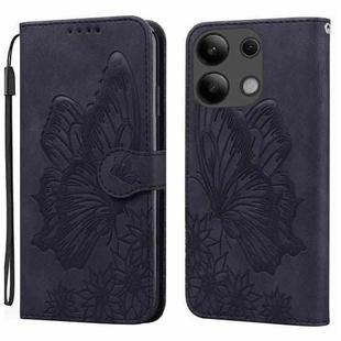 For Xiaomi Redmi Note 13 4G Retro Skin Feel Butterflies Embossing Horizontal Flip Leather Phone Case(Black)