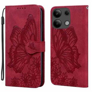 For Xiaomi Redmi Note 13 4G Retro Skin Feel Butterflies Embossing Horizontal Flip Leather Phone Case(Red)