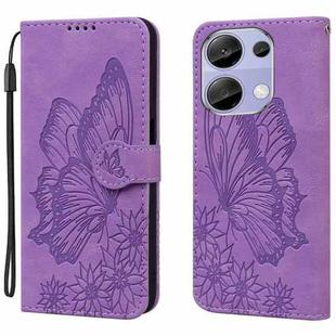 For Xiaomi Redmi Note 13 Pro 4G Retro Skin Feel Butterflies Embossing Horizontal Flip Leather Phone Case(Purple)