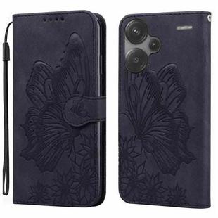 For Xiaomi Redmi Note 13 Pro+ 5G Retro Skin Feel Butterflies Embossing Horizontal Flip Leather Phone Case(Black)