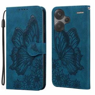 For Xiaomi Redmi Note 13 Pro+ 5G Retro Skin Feel Butterflies Embossing Horizontal Flip Leather Phone Case(Blue)